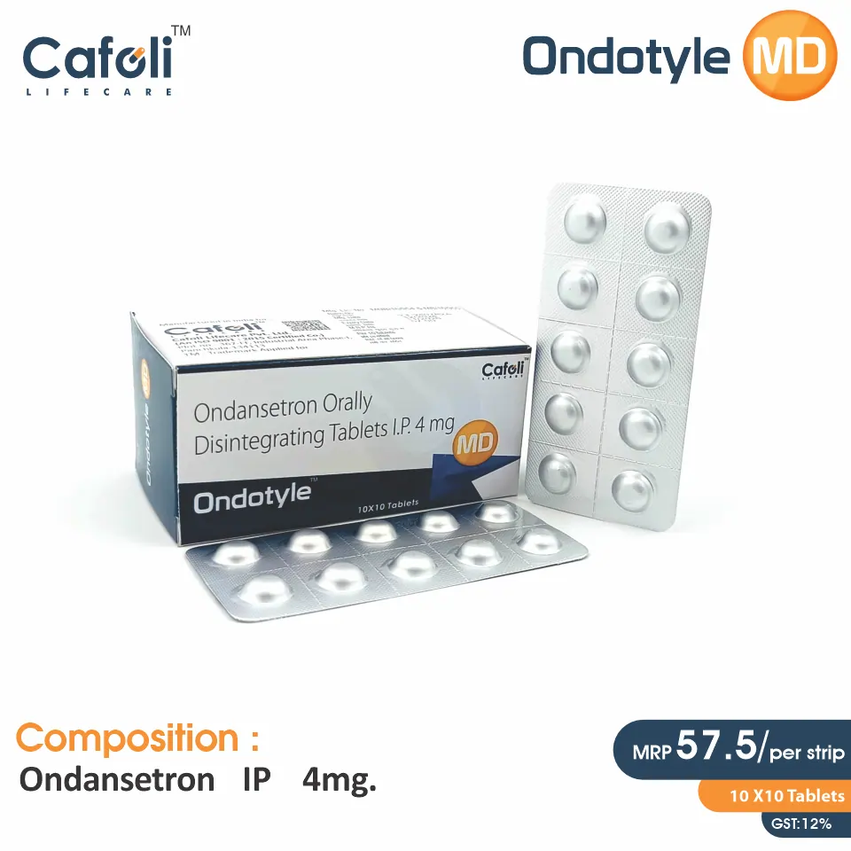 Ondansetron (4mg) MD Tablet at best price in PCD Pharma Franchise for Nausea and Vomiting Control.